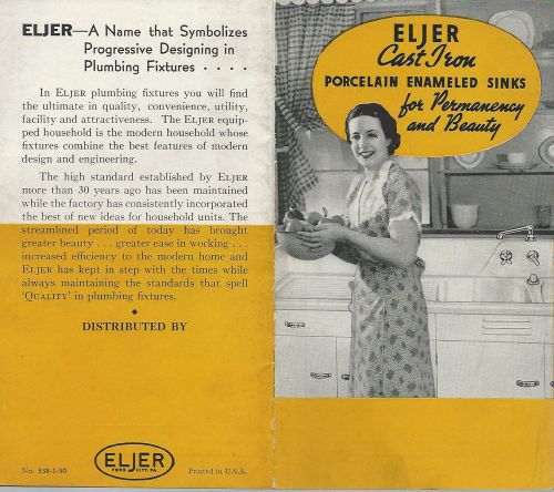 Eljer Cast Iron Porcelain Enameled Sinks 1950 Brochure Kitchen Sinks Laundry Tub