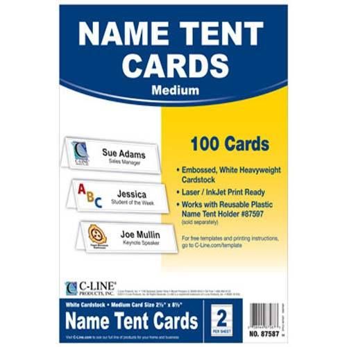 C-Line Medium Scored White Name Tent Cardstock - 5Boxes Free Shipping
