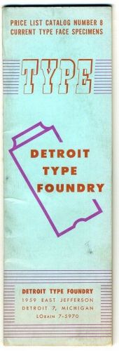1940-50s Detroit Type Foundry PRINTING CATALOG from Detroit Michigan