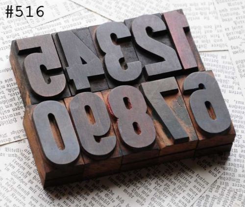 0-9 letterpress wood printing blocks type woodtype wooden numbers font vintage