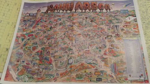 1987 vtg University of Michigan map ann arbor