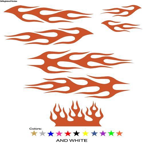 Flame Decals Go Kart  Dragster Boat ATV Racing RED