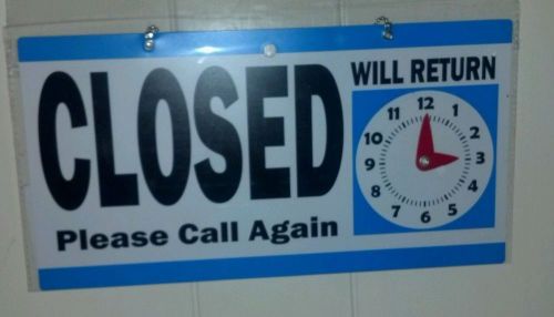 BUSINESS DOOR SIGN PLASTIC CLOSED &amp; will return (put time) NEW In Package LOOK!