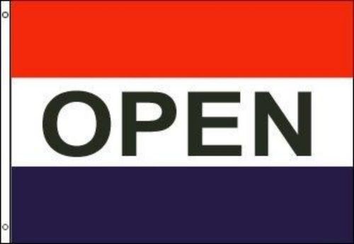 Open Sign Flag 3&#039; X 5&#039; Advertising Banner red white blue Jns*