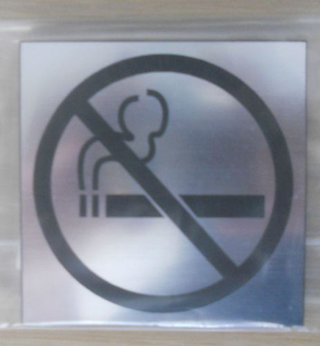 NO SMOKING Sign, 3&#034;x3&#034;, CHROM plastic, Business Sign