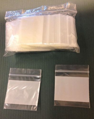 100 2&#034;x2&#034; ziplock bags clear/white block 2mil small poly reclosable bags plastic for sale