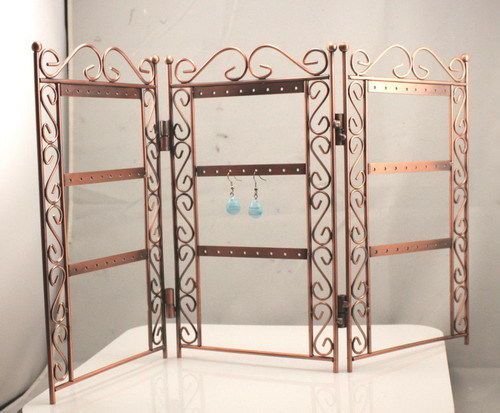 NEW FASHION EARRINGS  COPPER COLOR HOLDER FOLDING STAND RACK DISPLAY