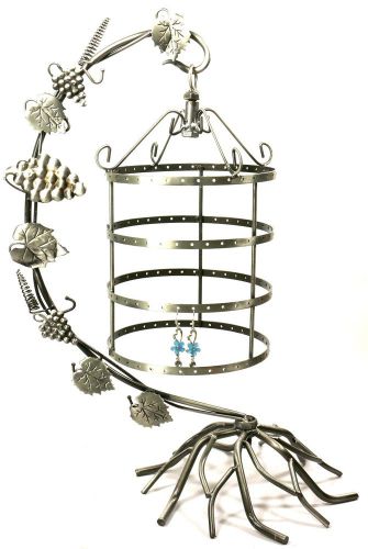 Antique Silver Grape Bird Cage Earring Holder~Necklace Stand~ Jewelry Display