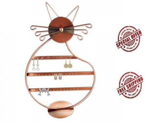 Cat Shape Copper Color Wire Earring Holder / Earring Tree / Earring Oraganizer