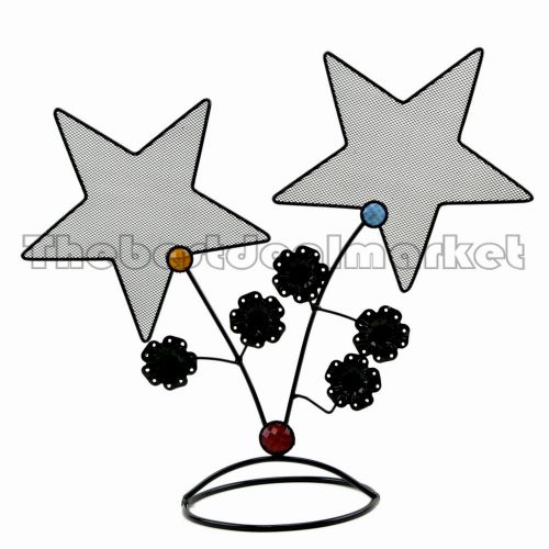 New Fancy Gift Earring Jewelry Display Stand Holder Double Star Black P0978
