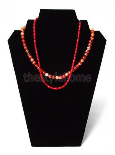 Folding black velvet necklace easel jewelry display showcase bust holder 12&#034; for sale