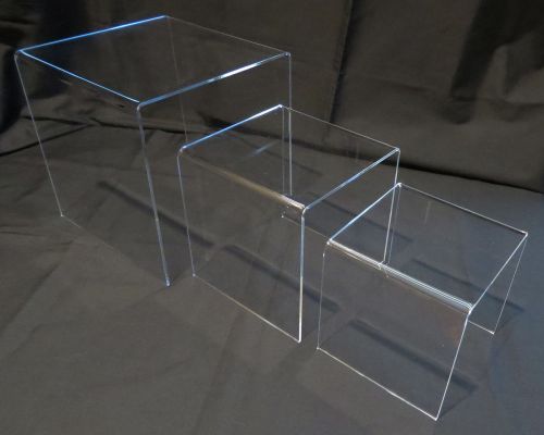 Clear Acrylic Product Display Stands set of 3 risers Lg