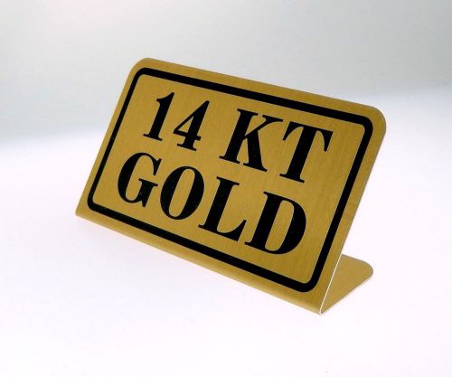 14KT Gold   Metal Showcase Sign  Gold Tone Metal