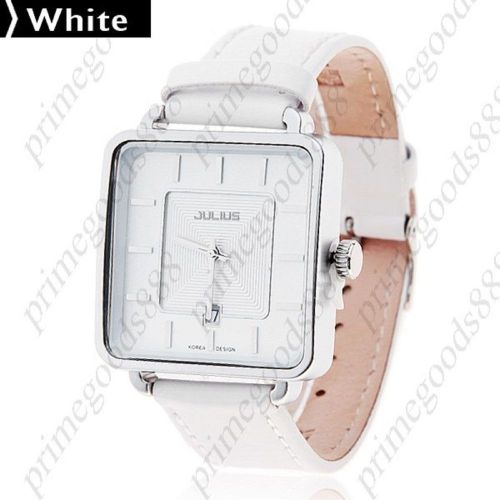 Waterproof Quartz Watch Wrist Date Indicator Leather Men&#039;s Free Shipping White