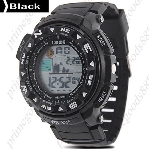 Lcd digital sports silica gel light wrist men&#039;s free shipping wristwatch black for sale
