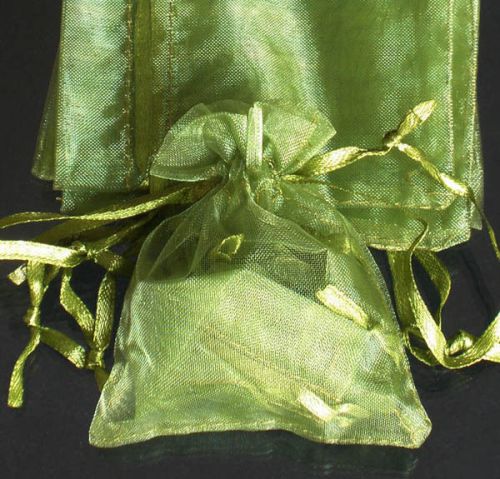 50x Solid Grass Green Organza Bag Pouch for Xmas NewYear Gift 7x9cm(2.7x3.5inch)