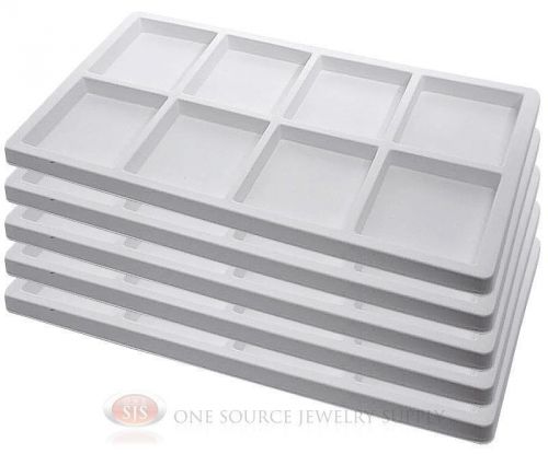 5 White Insert Tray Liners 8 Compartment Each Drawer Organize Jewelry Displays
