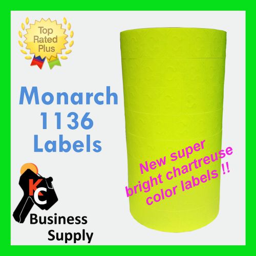 Labels for 1136 Monarch chartreuse-flr yellow,1 sleeve,ink included Made in USA