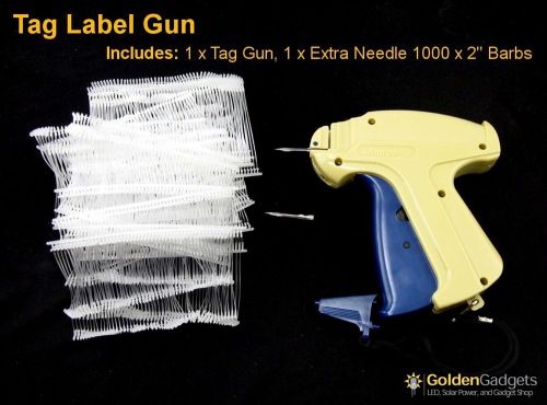 Price tag label gun for tagging garments includes 1000 barbs 1 extra needle for sale