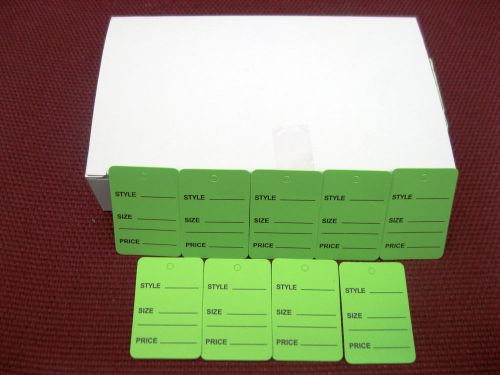 1000 PCS. 1-1/4&#034; W X 1-7/8 H  Green  Garment  Price Hanging  Lables  Tags