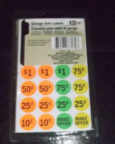 420 YARD SALE LABELS GARAGE TAG&amp; FOR SHOPS  RUMMAGE PRICE STICKERS