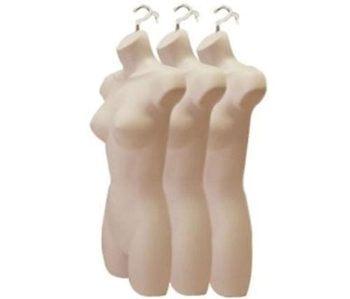 Lot of 3 Flesh Mannequin Forms / Plastic Dress maniquin
