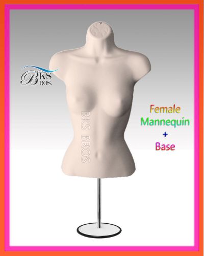 Flesh Female Mannequin Torso w/Metal Stand + Hanging Hook Dress Form Women NEW