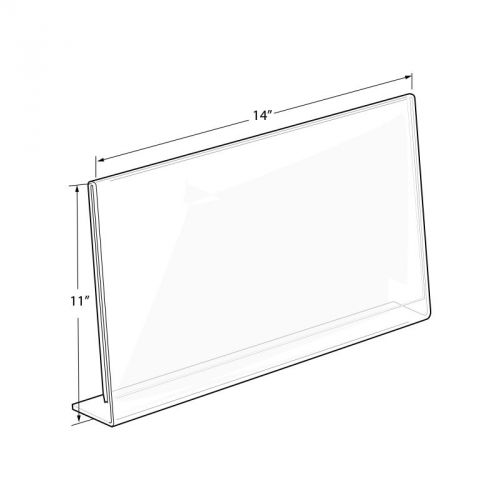 Horizontal slanted, l-shape clear acrylic sign holder by azar for sale