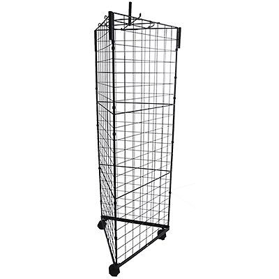 4.5 foot triangle grid merchandise display store rack, black for sale