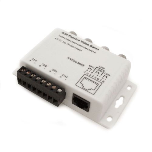 Cctv cat5 rj45 bnc 4 channel passive receiver/transmitter utp balun adapter for sale