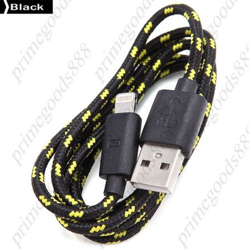 1m Braided Cord Lightning Charge Data Sync Cable 1 m Charger Chargers Black