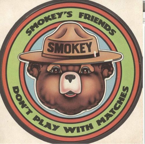 SMOKEY The Bear, Don&#039;t Play With Matches, Sticker, 5&#034; Round