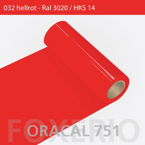 032 bright red Oracal 751 cast 5-50m 63cm glossy adhesive film plotter