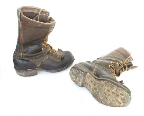 VINTAGE WESCO LOGGERS BOOTS- SPIKES ON SOLE- SIZE 7 1/2 C