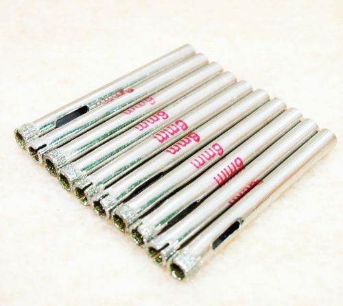 10 pcs 6mm ( 1/4&#034; inch ) diamond coated core drill drills bit hole saw tile for sale