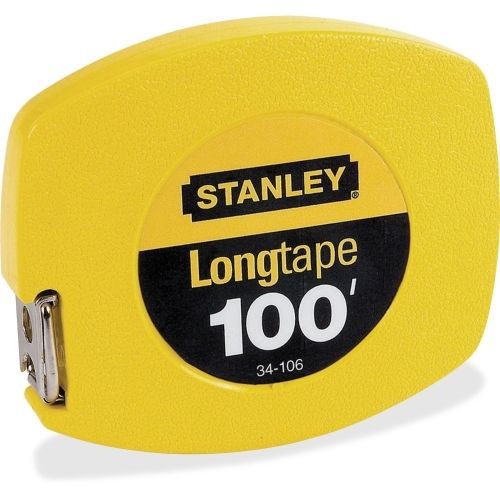 Stanley-bostitch 100ft tape measure -100 lx0.4&#034;w- 1/8 grad plastic -yellow for sale