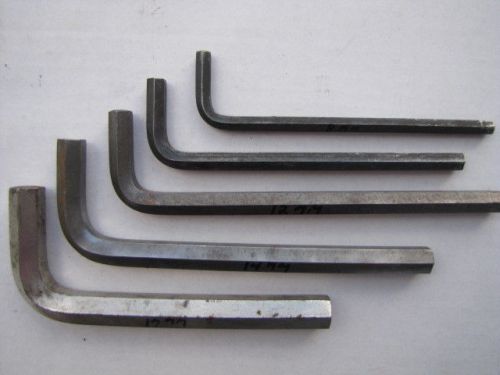 Mixed brands (5) metric l shaped hex keys 17mm to 8mm long &amp; short arm used for sale