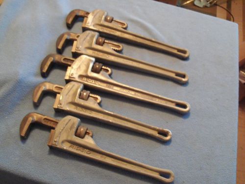 (5) ridgid adjustable aluminum pipe wrench, 3-14&#034;, 2-12&#034;,very nice!! for sale