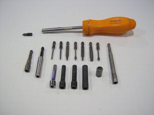 Orange snap-on ratcheting screwdriver deep sockets harpoons extensions for sale