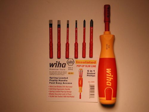 Wiha 6 pc &#034;slimline&#034;  pop-up interchangeable insulated screwdriver set 28395 for sale