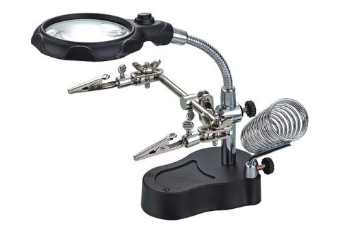 1 pcs adjustable magnifier soldering stand auxiliary magnifying lens + led light for sale