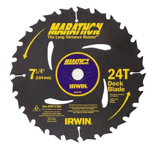 Irwin 14130 Marathon 7-1/4-Inch 24 Tooth ATB Decking Saw Blade with 5/8-Inch