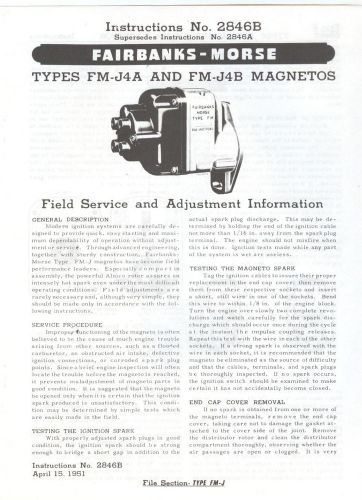 Fairbanks-Morse Magneto Manuals  6 Different  FM J4A  X2A X1 X RV 4-B J4B X2B