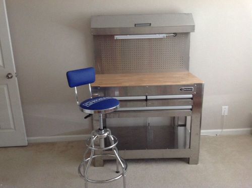 KOBALT WORK BENCH W/STOOL , ASSEMBLED LIGHT! and SURGE PROTECTOR W/USB HOOKUP