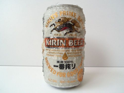 BEER CAN FAKE JAPANESE KIRIN BEER JAPAN FAKE ICE DISPLAY PROP NEW IN BOX FROZEN