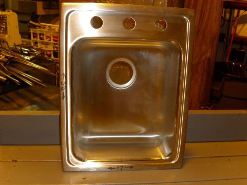 Elkay lustertone 17/22 3 hole 18 gauge stainless steel sink for sale