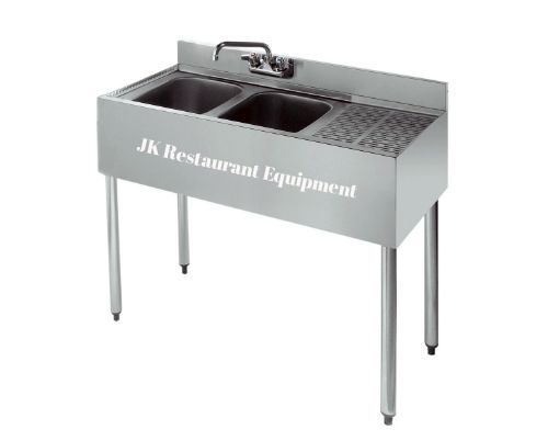 Commercial Stainless Steel Underbar Bar Sink 36&#034; Right Drainboard 2 Compartments