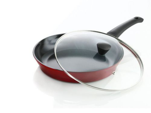 Fry Pan Nonstick Ceramic Coated w/ Silver Ion (100% PTFE &amp; PFOA Free) Glass Lid