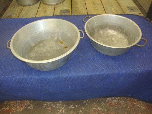 Lot of 2 Aluminum Roasting Pans Stock Brazing Pots W/ Handles