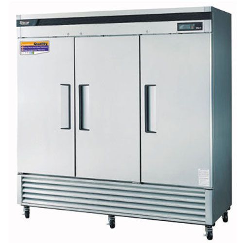 Turbo TSR-72SD Reach-In Refrigerator, 3 Stainless Steel Doors, 81-6/7&#034; Wide, 72